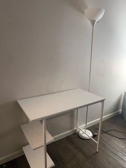 Desk and lamp