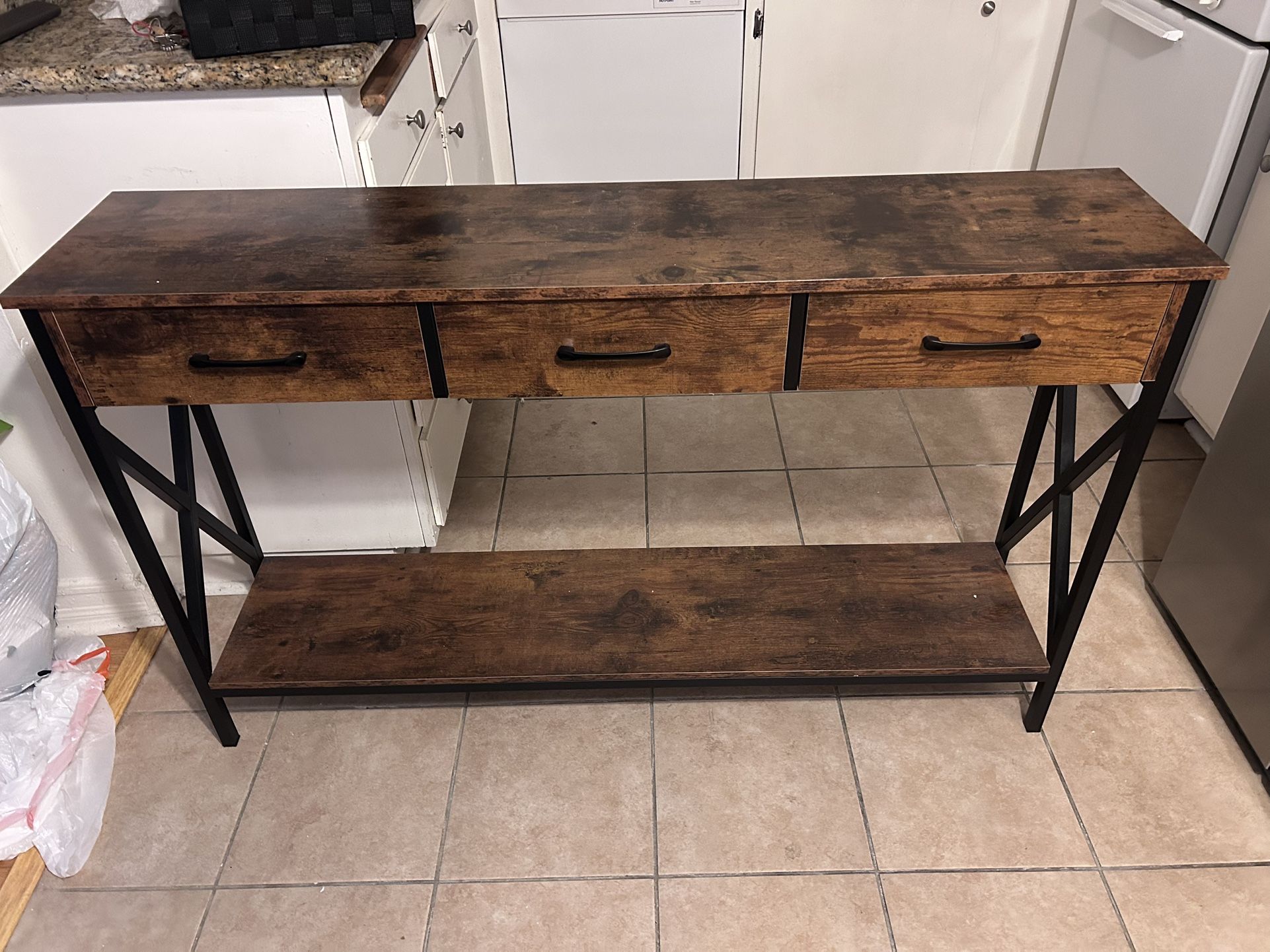 Console / Entry Way Table Black & Rustic Brown