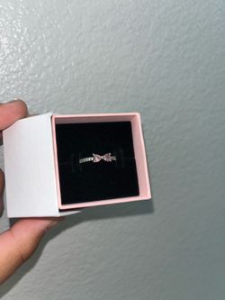 Pandora Silver Ring with Pink Heart Stones