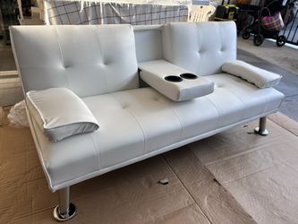 White Costway Leather Futon 
