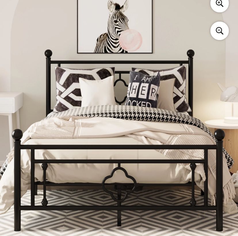 🌟Delivery For A Extra Fee Until Nov 26th…then Only Pickup* Brand New unopened Box) Queen Size Metal Platform Bed frame With Victorian Vintage Design 