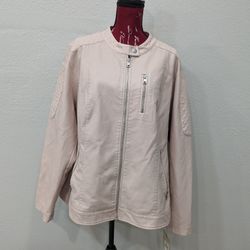 LEVIS® Faux Leather Moto Jacket Women Light Pink/ Dust Pink Jacket Size 3X