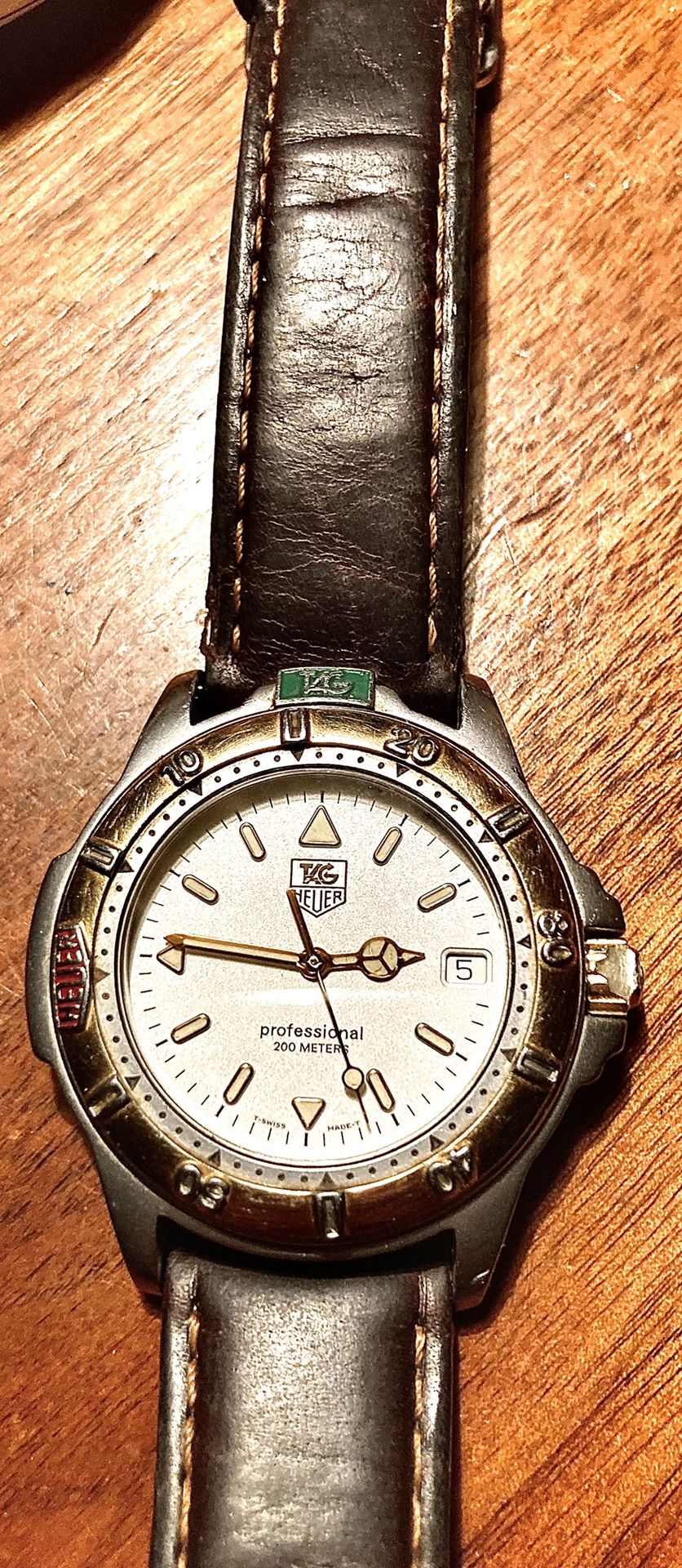 Tag Heuer silver gold leather professional men’s Wristwatch WF1120-0