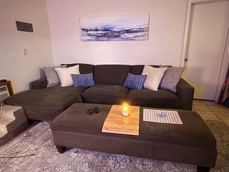 Couch with chaise and storage ottoman