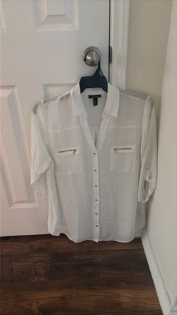 Women’s Alyx White Sheer Button-Up Blouse size 1XL