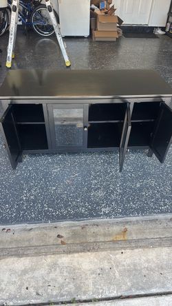 Black TV Stand with Cabinet Storage