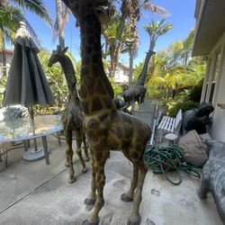 Large 89" Tall Painted Bronze Giraffe Statue - Indoor Outdoor Decor 7' Feet 5"