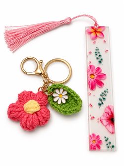 Floral Keychain and Bookmark Set