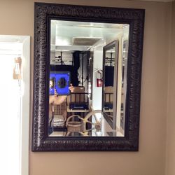 Black Patina Frame W/ Patter Beveled Mirror SKU  5GY27Y
