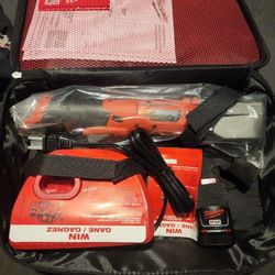 M12 1/2in Right angle impact wrench w/battery, charger,storage case AND Socket set 