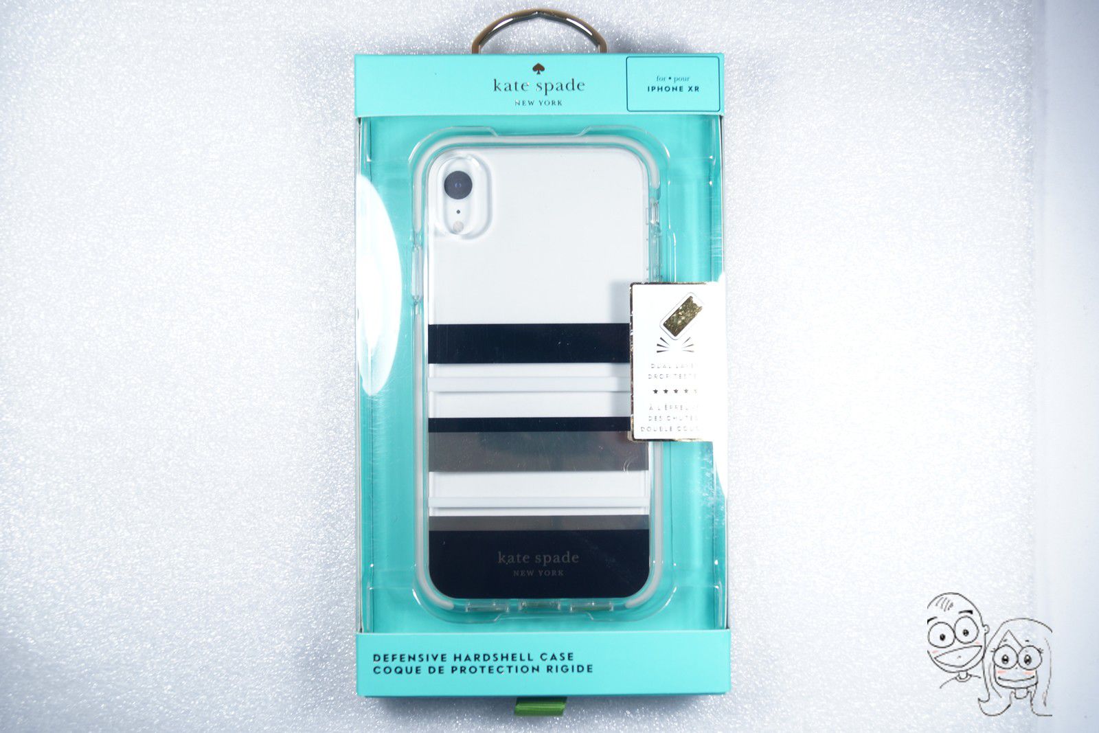 Kate Spade Defensive Hardshell Case Cover for Apple iPhone XR -Black Gold Stripe