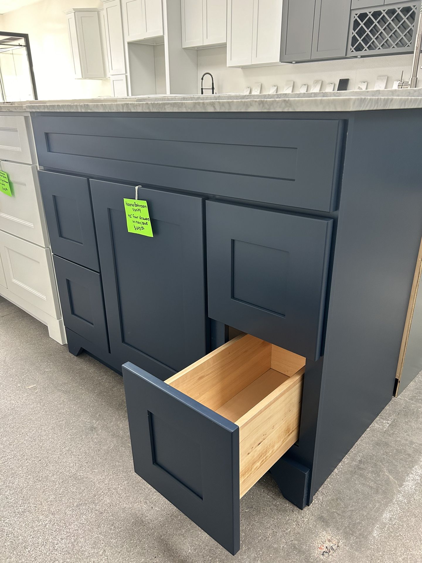 42” Helena Blue Bathroom Vanity four drawers
