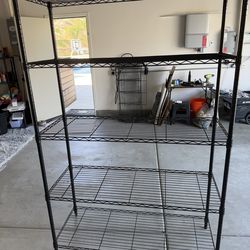 (2) Black metal garage storage - five shelve