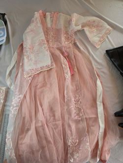 Girls Chinese Hanfu Dress Pink Embroidered