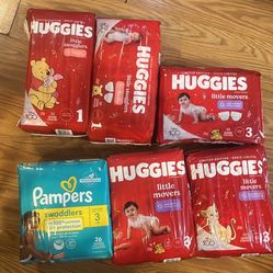 Huggies Diapers - Size 1,2,3