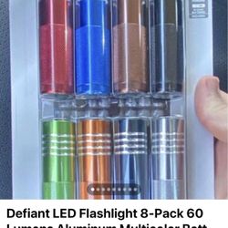 Defiant LED Flashlight 8-Pack 60 Lumens Aluminum Multicolor Batteries Included