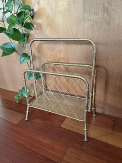 Vintage Hollywood Regency Faux Bamboo Magazine Holder