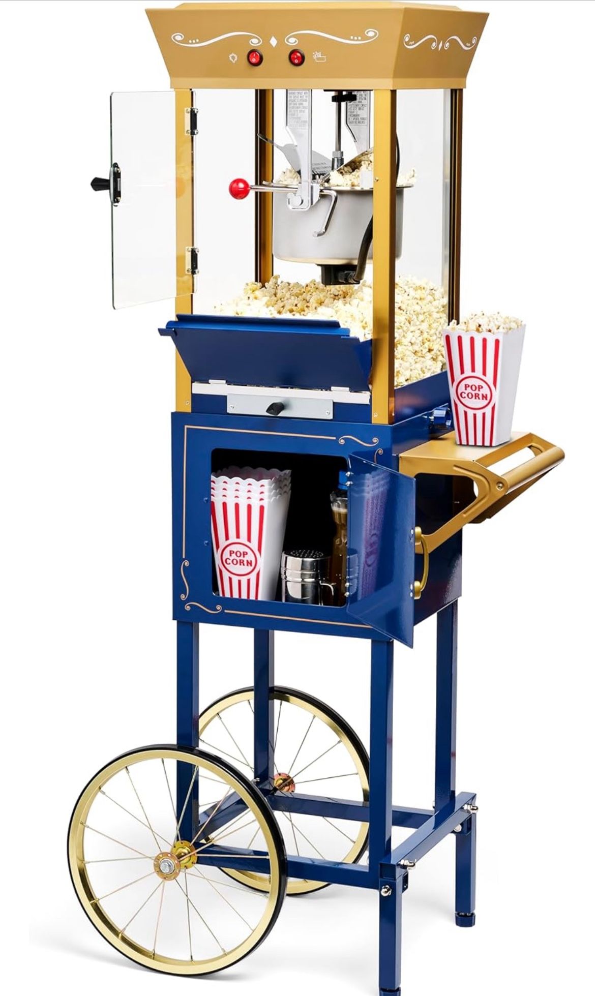 Navy Blue And Gold Popcorn Machine