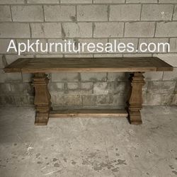 RH Salvaged Wood Trestle Console Table