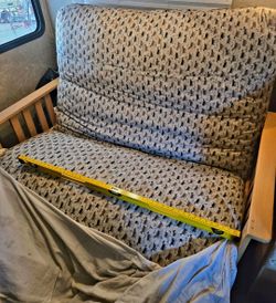 Solid Wood Futon Sofa Bed w/ Mattress & Center Support – $150 OBO
