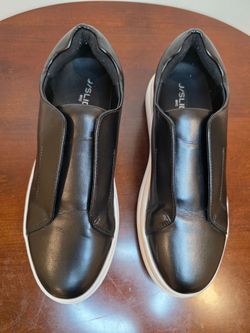 J/Slides NYC Black Leather Slip-On Sneakers
