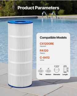 Pool Filter Cartridge, 120 Sq. Ft Spa Hot Tub Filter Cartridge Replacement