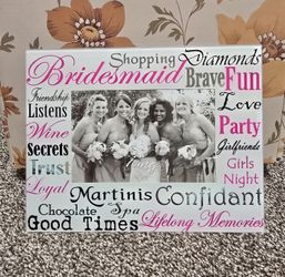 Bridesmaid Glass Picture Frame