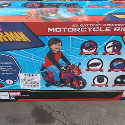 6V Spiderman Motorcycle, Battery Ride on Toy, for Kids, Ages 3+