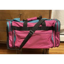 Vintage Verdi Pink Duffel Bag turquoise fuchsia Black Retro Color Block 80S 90S