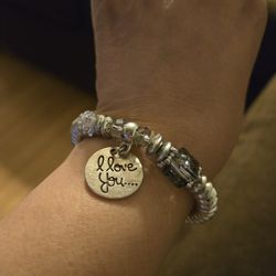 I Love You Heart Silvertone Bracelet