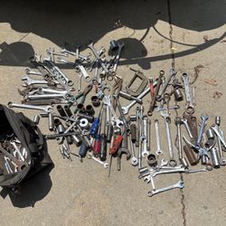 One Husky Bag, Full Of Sockets And Wrenches, Pliers Screwdrivers, Miscellaneous All Sizes From Quarter Inch To Inch And A Quarter