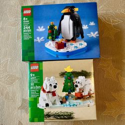 LEGO 40498 Christmas Penguin and 40571 Christmastime Polar Bears - New and Sealed