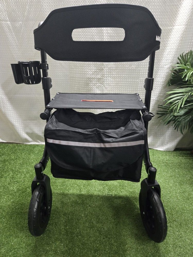 Maxwalk Rollator Walker for Seniors, Foldable All Terrain Rolling Walker with seat, Aluminum Walkers, Andador