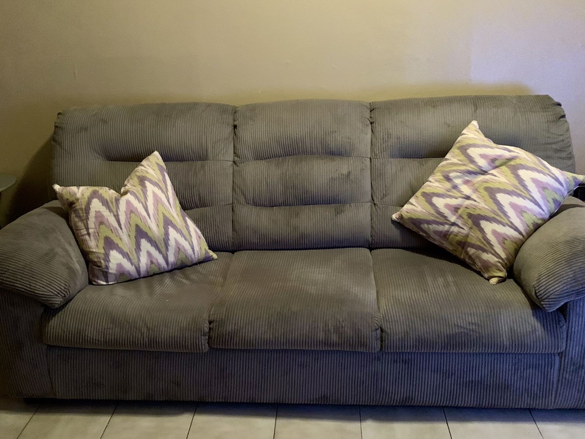 Gray Over Stuffed Couch 40 X87