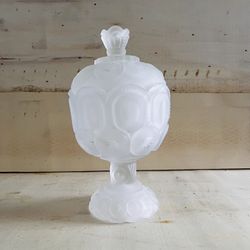  RARE / Fenton Frosted Glass Candy Dish 