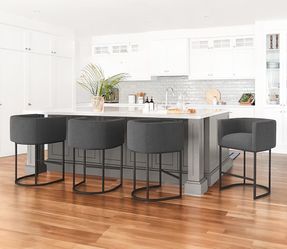 Gray 27.0-in H Counter height Upholstered Metal Bar Stool 4 -Pack