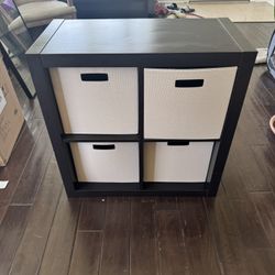 Shelf With Fabric Storage Cubes 