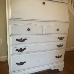 White Painted Secretary’s Desk Entry Way Storage