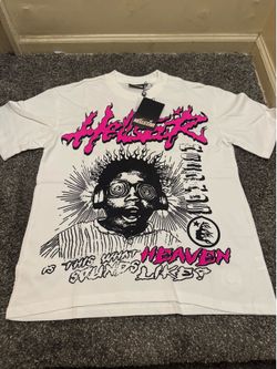 black, pink and white tee #hellstar