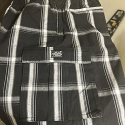 Shaka Wear Black Plaid Shorts 