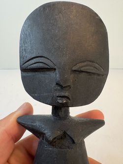 Ashanti Fertility Doll Vintage Akua'ba Wooden Statue Hand Carved Ghana African