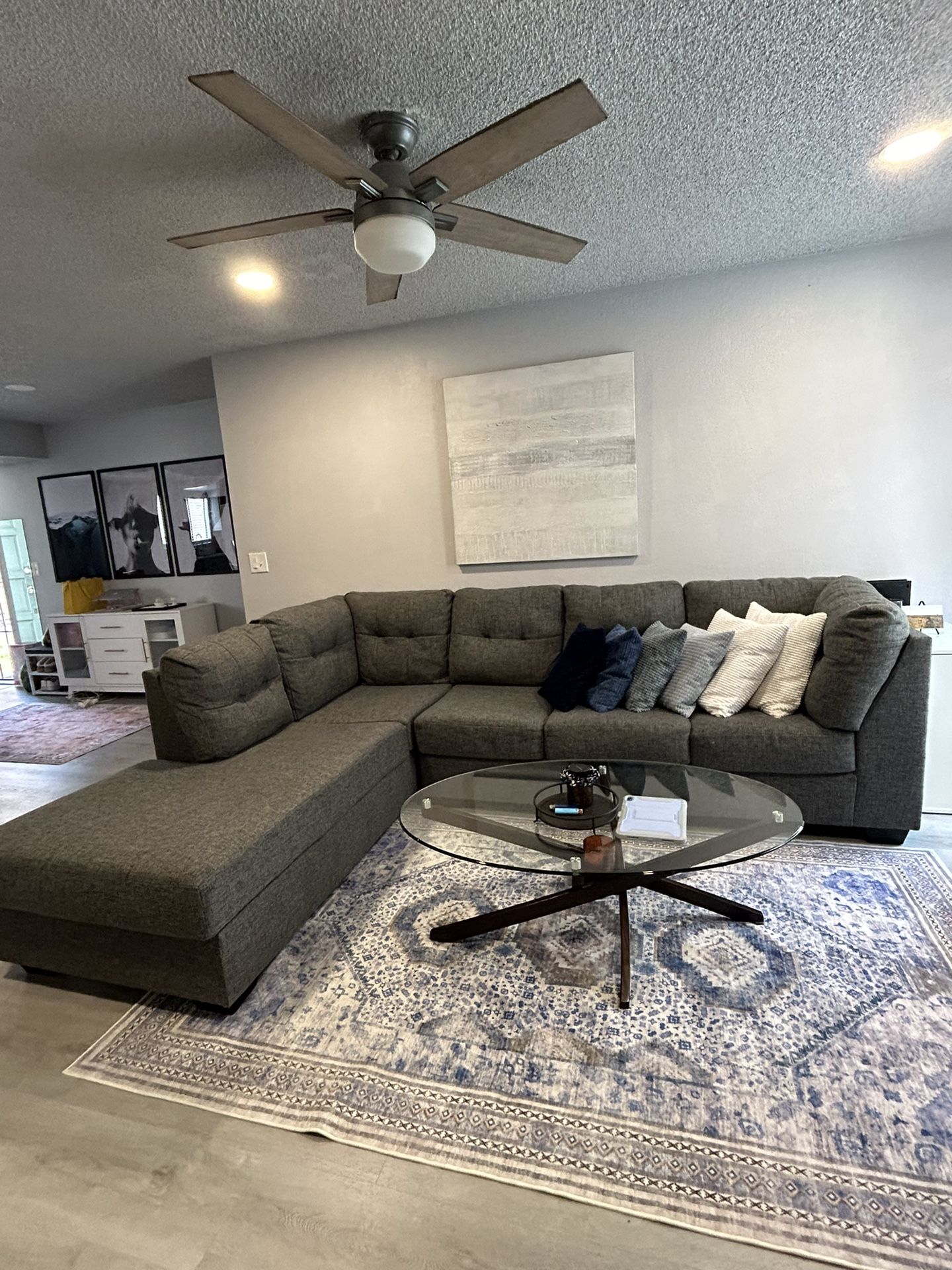 Grey Tufted Sectional