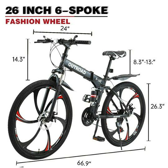 New Outroad 26"" Inch Foldable Mountain Bike MTE