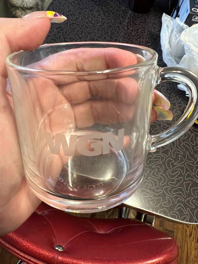 Vintage Clear Set of 4 Garrick Glass Chicago WGN Coffee Tea Mugs