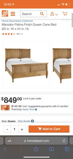 Marsden Patina Queen Cane Bed