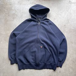 Vintage Dickies Workwear Midweight Navy Zip-Up Hoodie