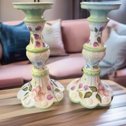 Vintage Hand painted Candle holder  “Evelyn Collection” by  Tracy Porter