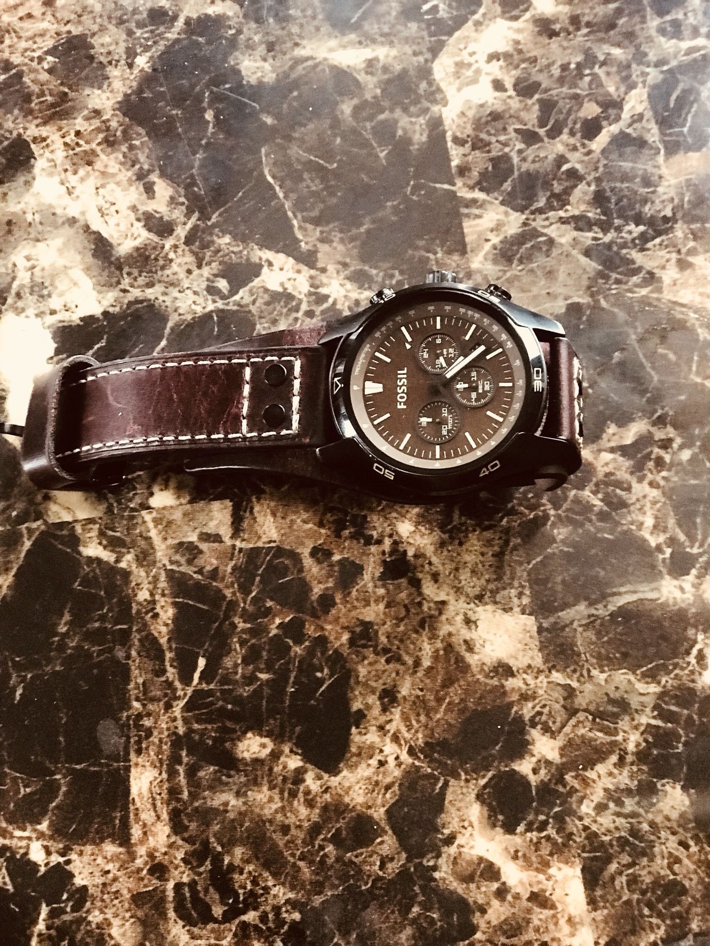 Fossil Men’s CH2990 Coachman Chronograph Leather Watch - Dark Brown