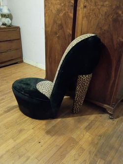 Leopard print high heel shoe chair