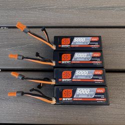 (4) Spektrum 11.1V 5000mAh 3S 100C Smart Hardcase LiPo Battery: IC5
